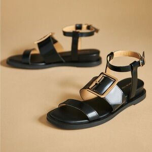 All Black Big Buckle Sandals *like new*